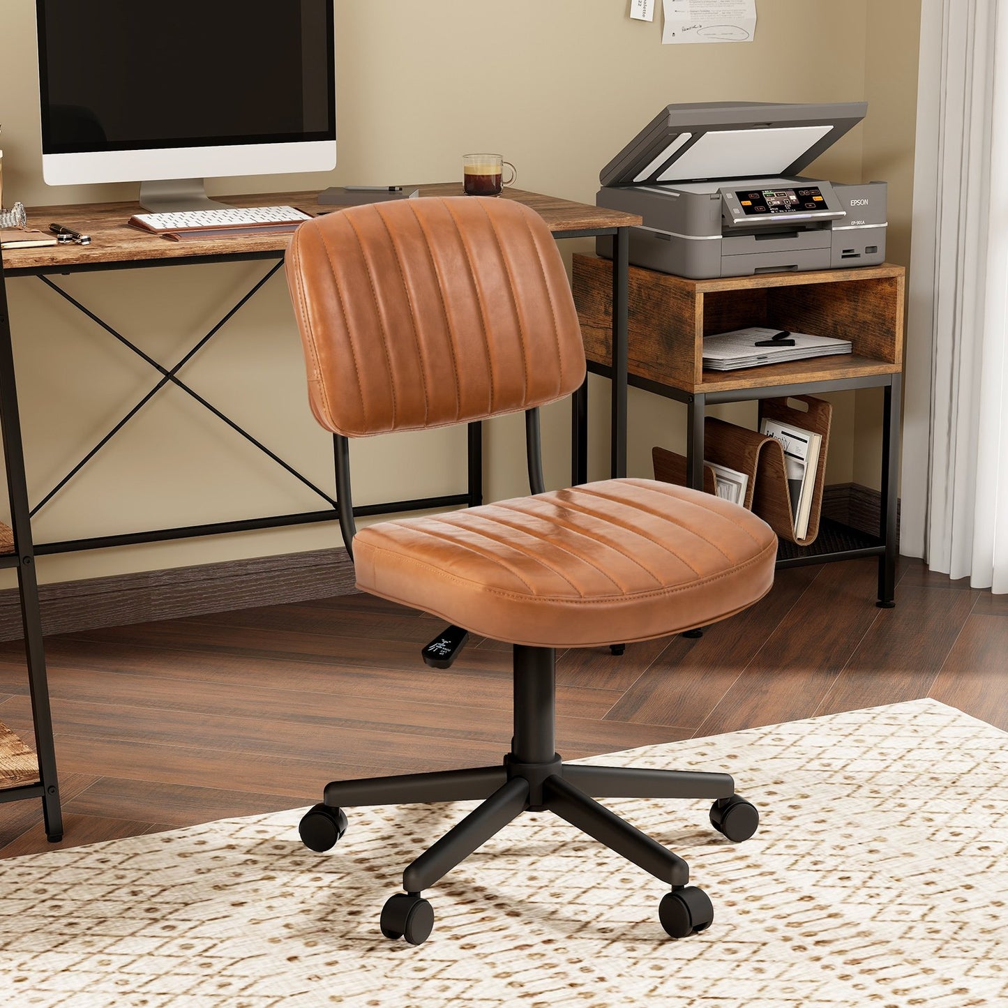 Adjustable Ergonomic Leisure Chair with PU Leather-Orange