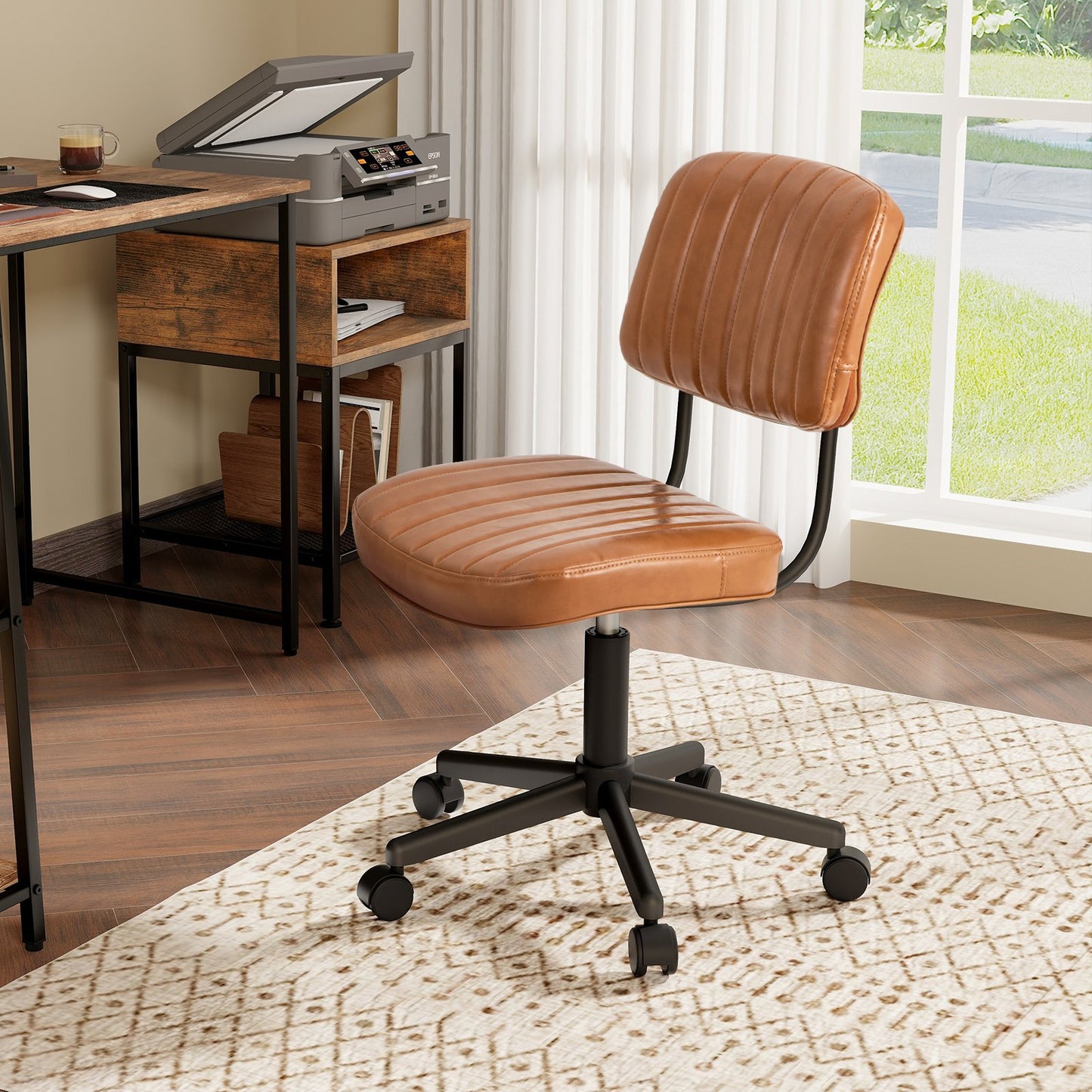 Adjustable Ergonomic Leisure Chair with PU Leather-Orange