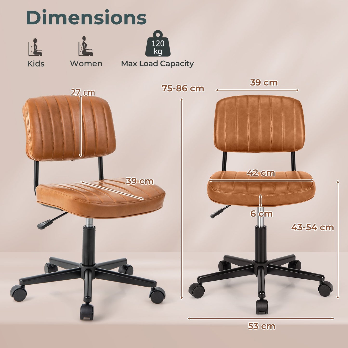 Adjustable Ergonomic Leisure Chair with PU Leather-Orange