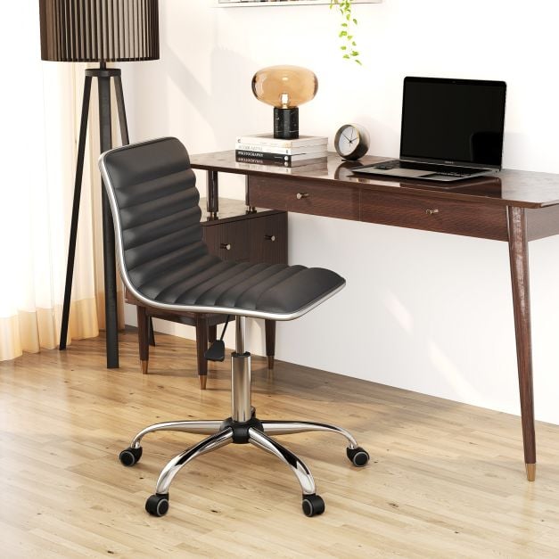 Adjustable Office Chair with Swivel Seat and Universal Wheels-Black