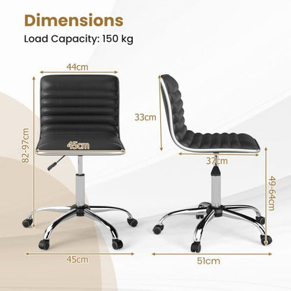 Adjustable Office Chair with Swivel Seat and Universal Wheels-Black