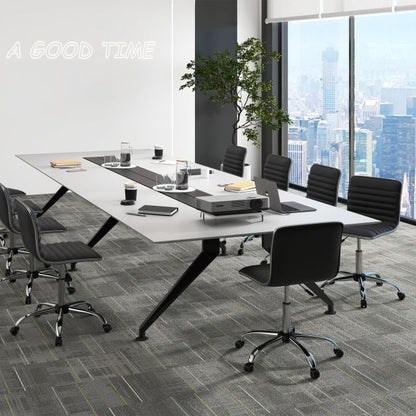 Adjustable Office Chair with Swivel Seat and Universal Wheels-Black