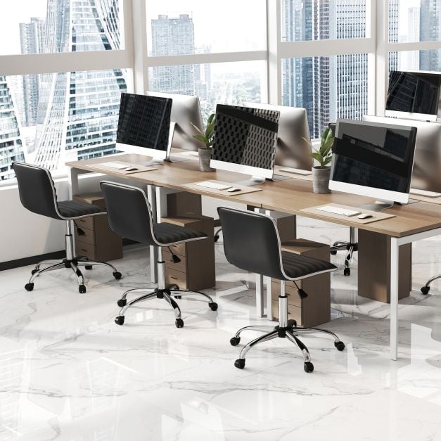 Adjustable Office Chair with Swivel Seat and Universal Wheels-Black