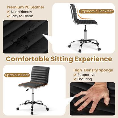 Adjustable Office Chair with Swivel Seat and Universal Wheels-Black