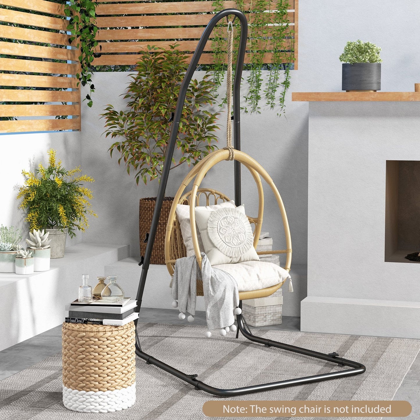 Adjustable Swing Hammock Chair Stand with Heavy-duty Metal Frame