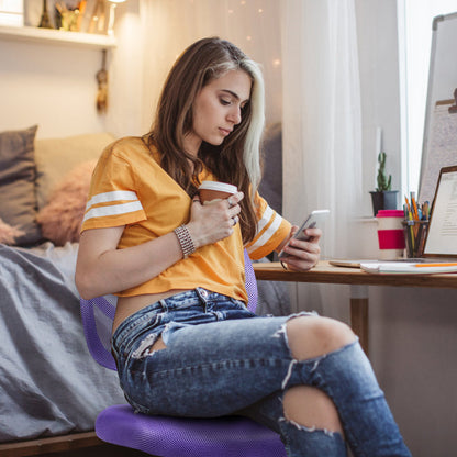 Adjustable Swivel Kids Office Chair with Lumbar Support-Purple