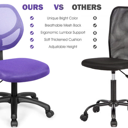 Adjustable Swivel Kids Office Chair with Lumbar Support-Purple