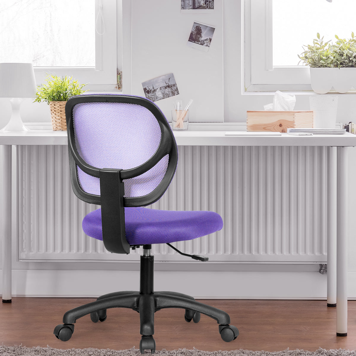 Adjustable Swivel Kids Office Chair with Lumbar Support-Purple