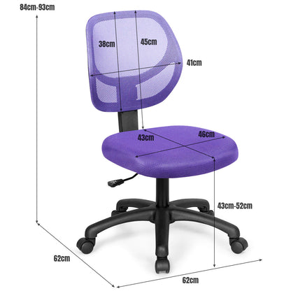 Adjustable Swivel Kids Office Chair with Lumbar Support-Purple