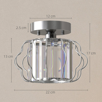 HOMCOM Crystal Ceiling Light Fixtures, Modern Semi-Flush Ceiling Lighting with Crystal Strips, 2 Pack, Silver Tone