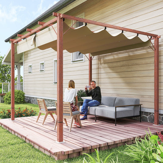 Outsunny 3 x 3 m Rozsuwana pergola dachowa - wykończenie w kolorze naturalnego drewna