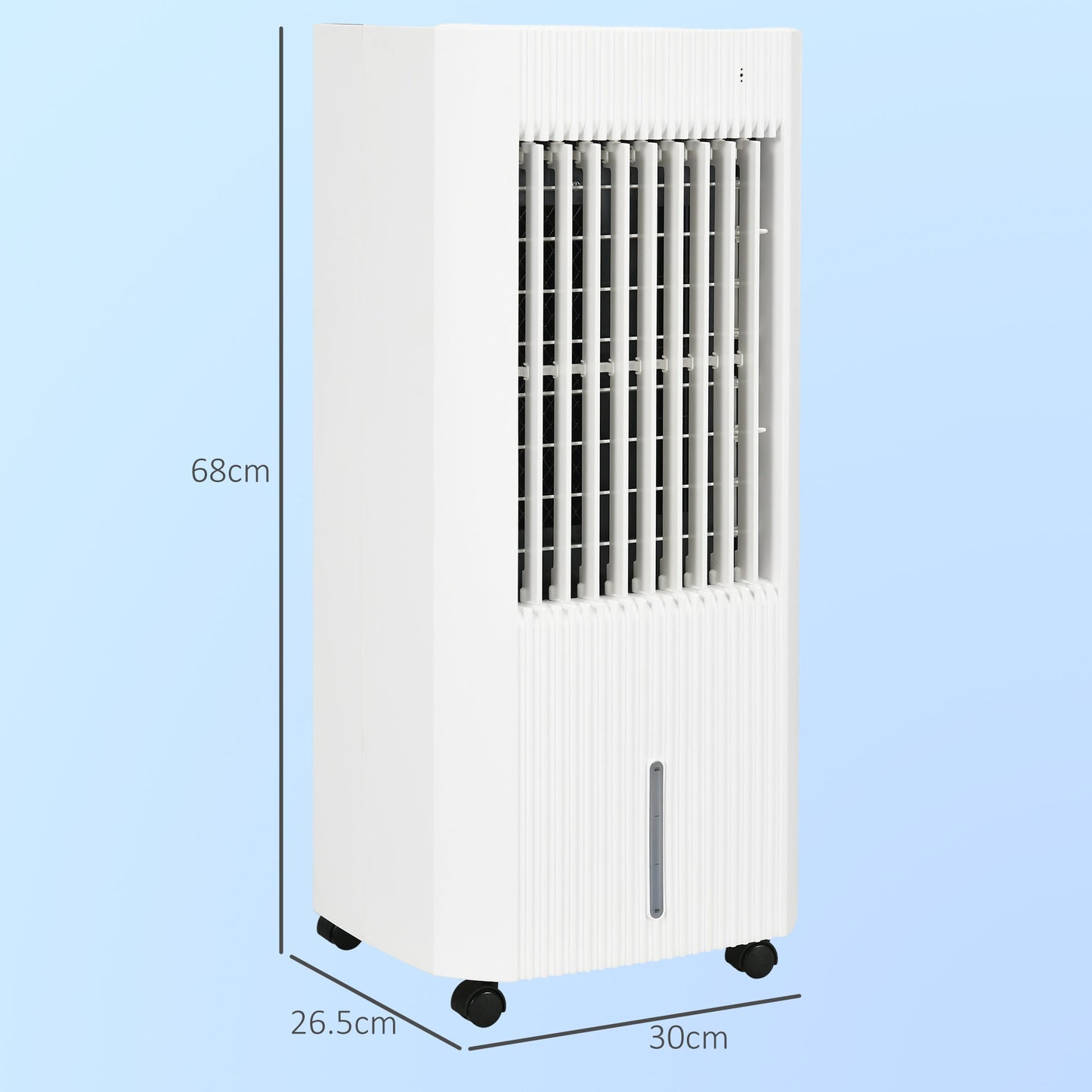 68cm Portable Evaporative Air Cooler, 3-In-1 Ice Cooling Fan Cooler, Water Conditioner Humidifier Unit with Remote, 15H Timer 5L Water Tank - White