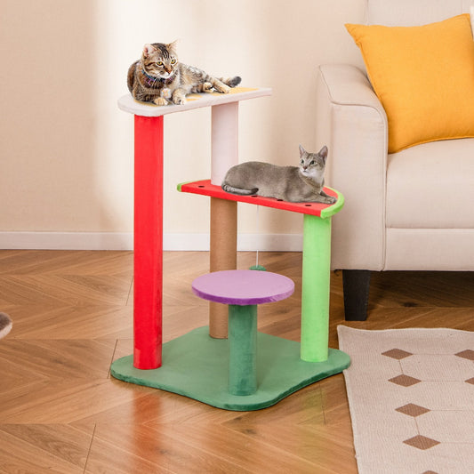 Multi-Level Aesthetic Fruit Cat Tower with Fruit-Shaped Platforms
