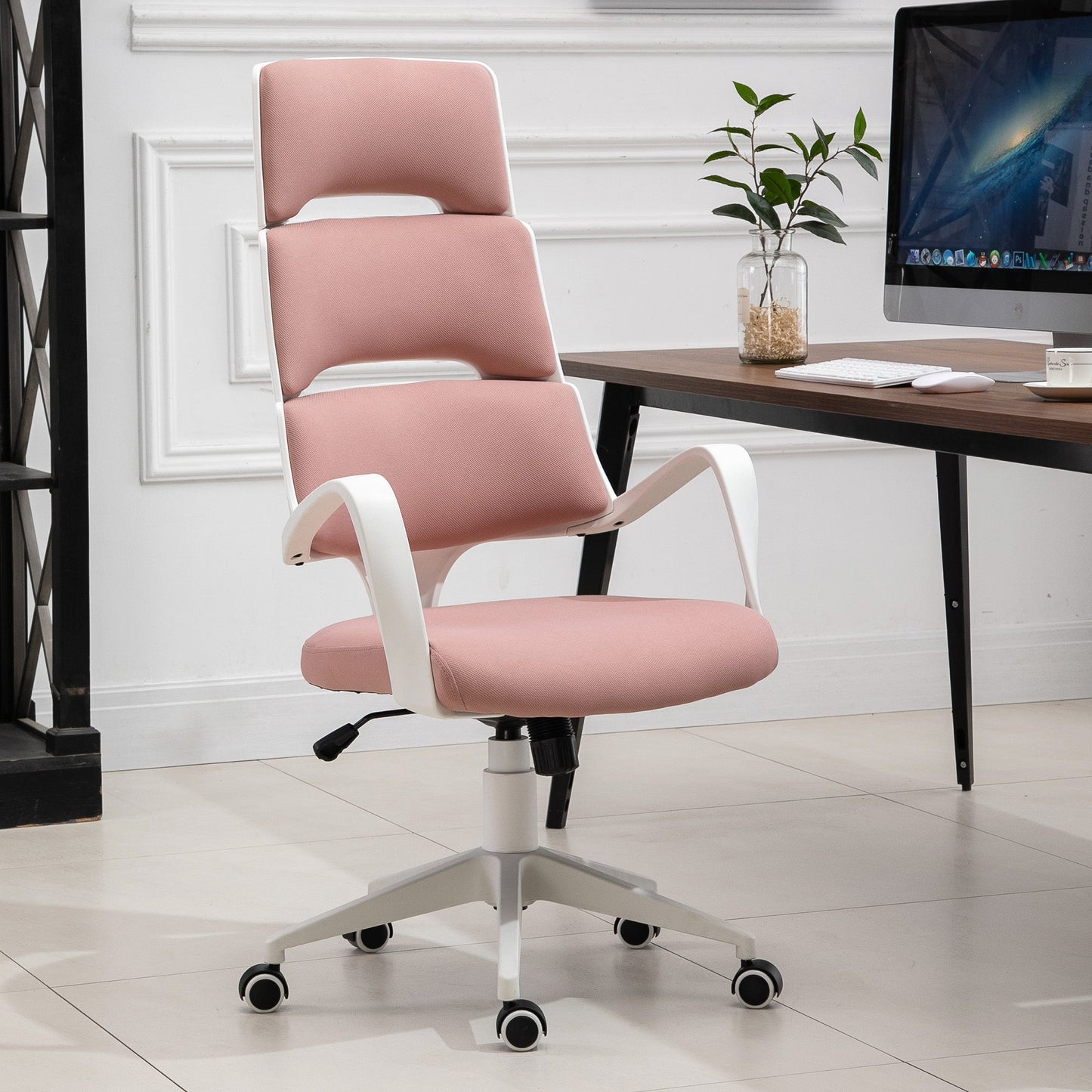 Vinsetto Plastic Ergonomic High Back Office Chair Pink