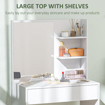 HOMCOM Dressing Table with Mirror and Storage - White