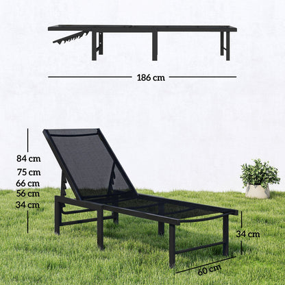 Outsunny Reclining Sun Lounger - Black