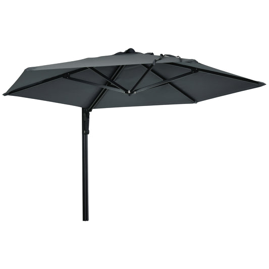 Outsunny 2,5 m Parasol ścienny, ręcznie pchany parasol ogrodowy z daszkiem obrotowym o 180 stopni na werandę, taras, do ogrodu, 250 cm, ciemnoszary