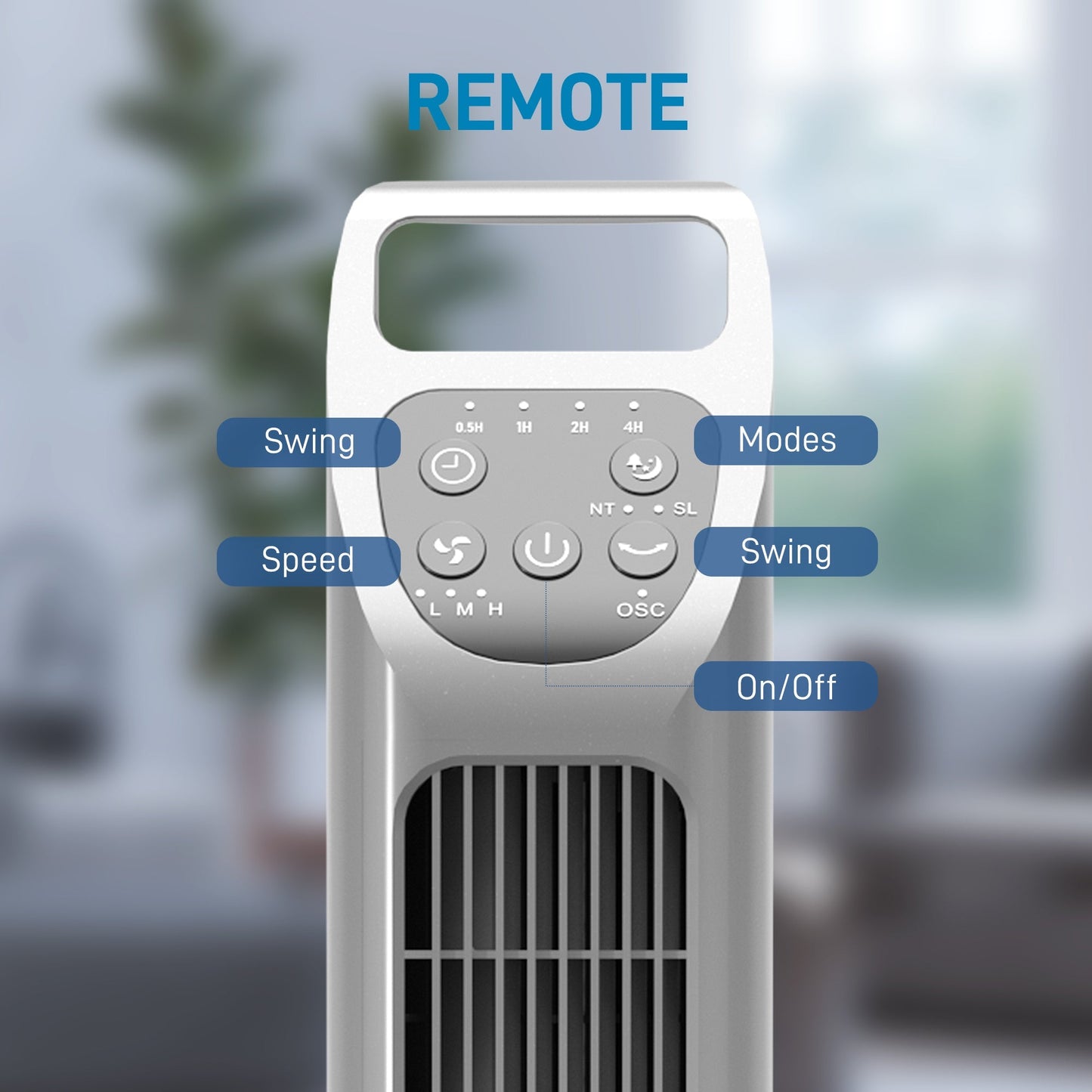 31" Oscillating Tower Fan with Remote Control, 4H Timer, 3 Speed 3 Modes, Quiet Electric Floor Standing Fan for Home Bedroom Office, Silver