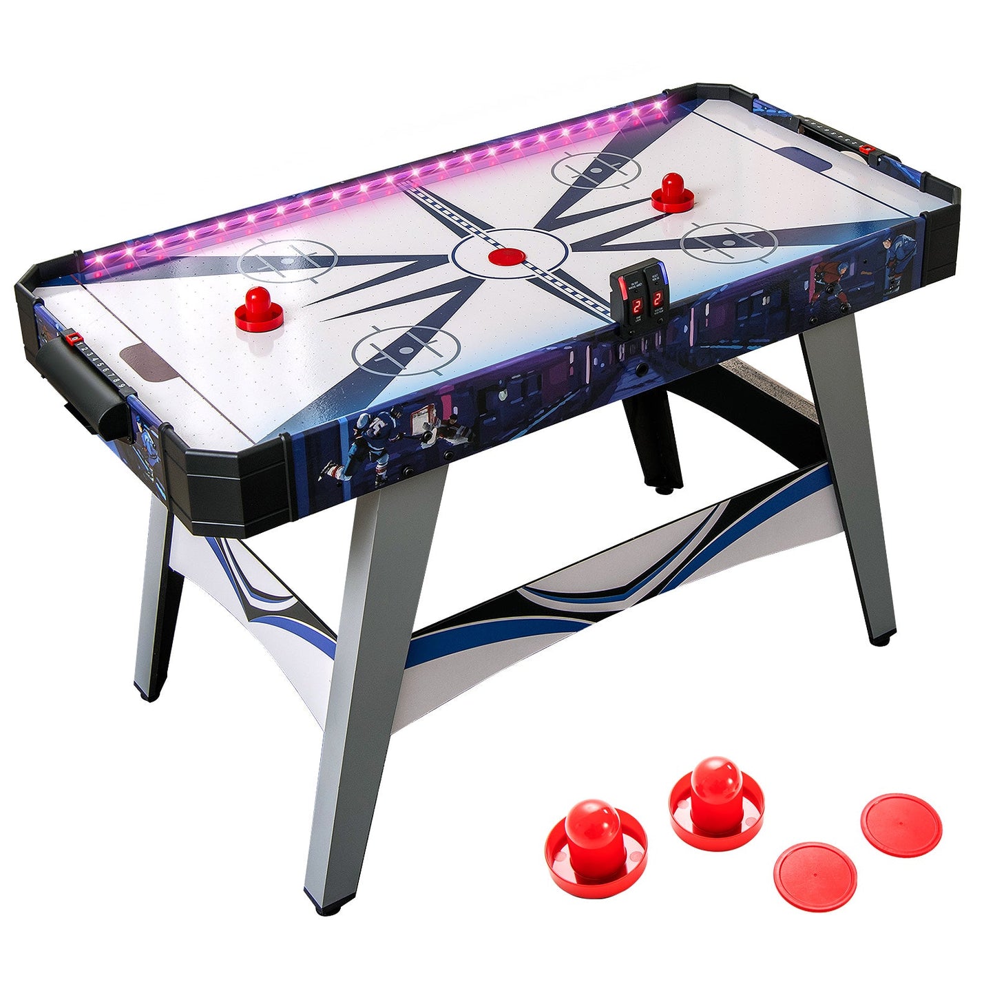 Air Hockey Game Table Powered Hockey Game Table with 2 Pushers and Pucks-White