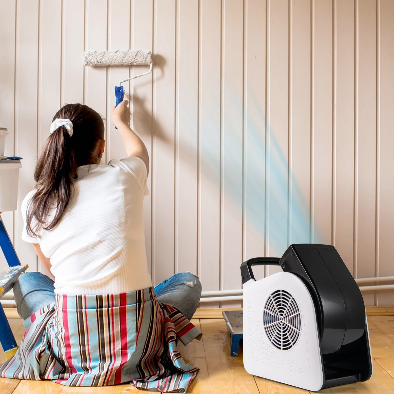 Air Mover Carpet Dryer with 3 Speeds 185° Pivoting Head and 1 AC Outlet