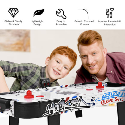 Air Powered Hockey Table with Pucks Pushers and LED Scoreboard