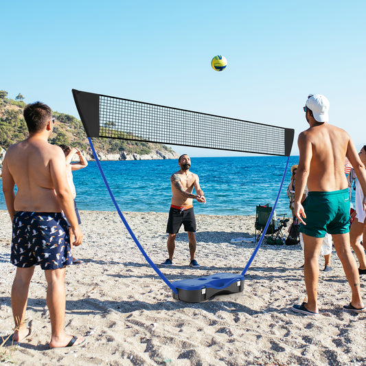 All-In-One Portable Badminton Net Set with Storage Base-Blue