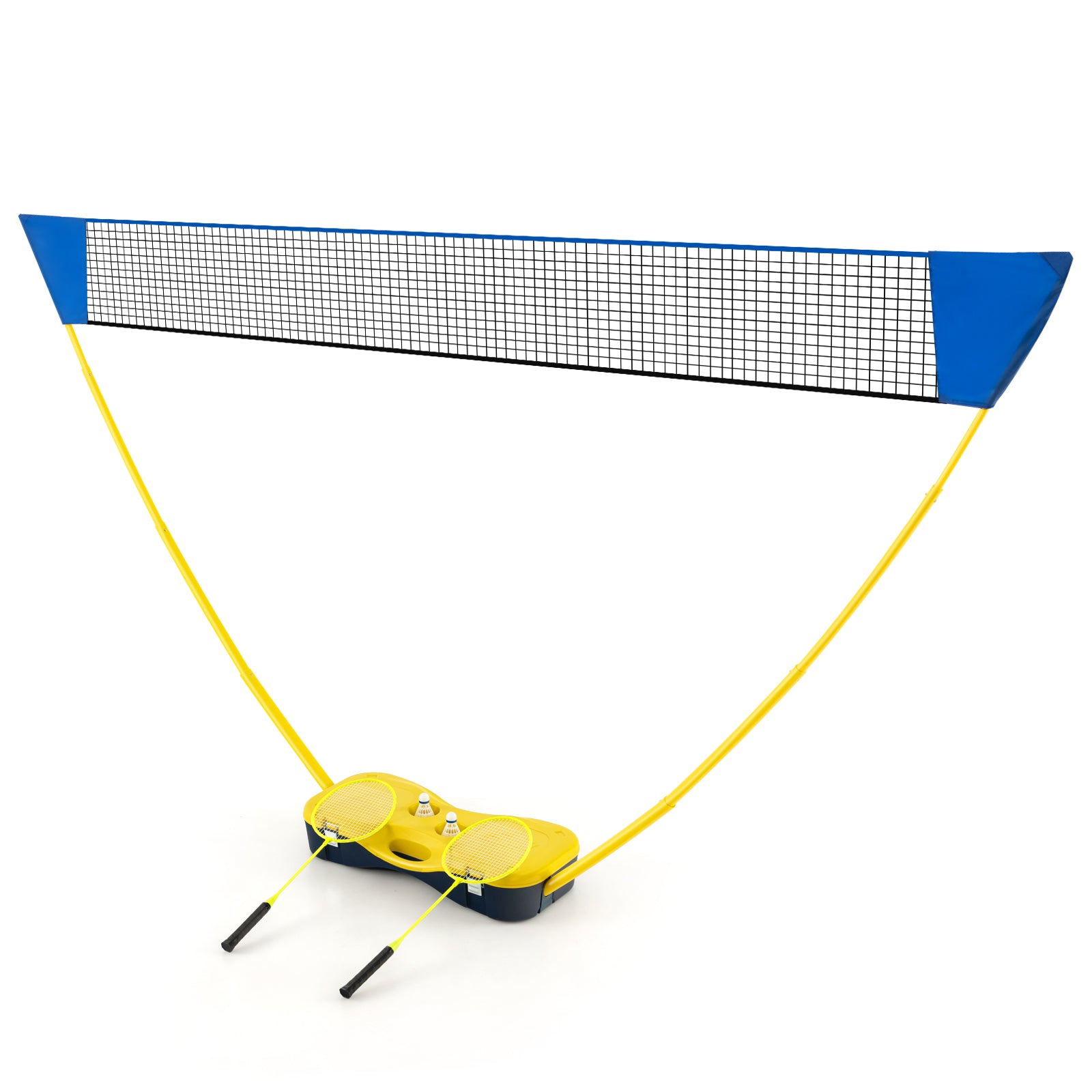 All-In-One Portable Badminton Net Set with Storage Base-Yellow