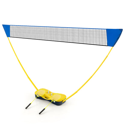 All-In-One Portable Badminton Net Set with Storage Base-Yellow