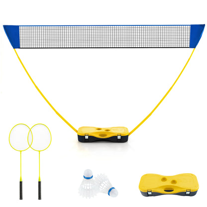 All-In-One Portable Badminton Net Set with Storage Base-Yellow