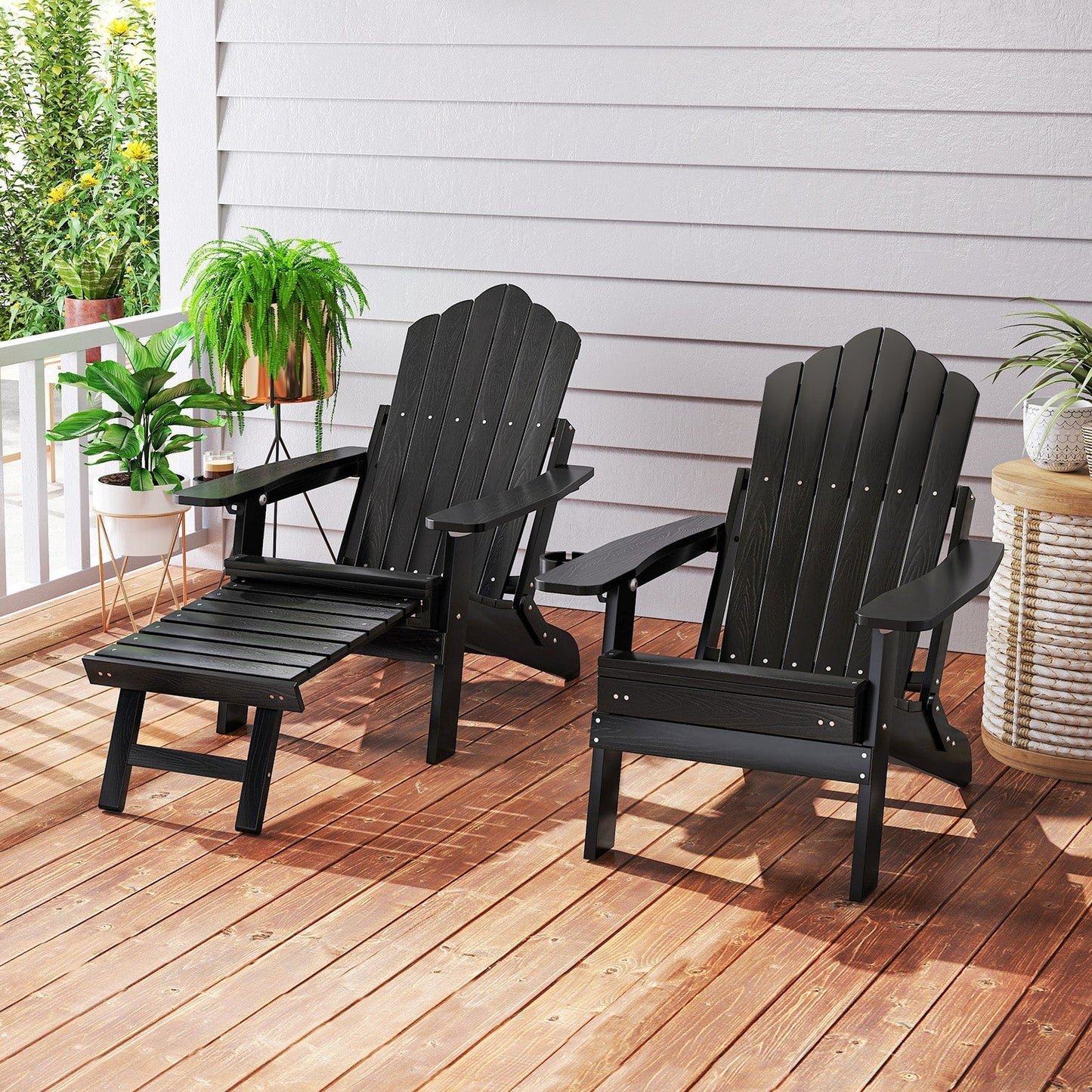 All-Weather HIPS Patio Adirondack Chair 180kg Loaded-Black