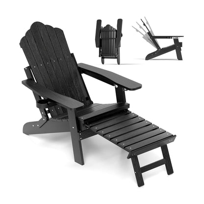 All-Weather HIPS Patio Adirondack Chair 180kg Loaded-Black
