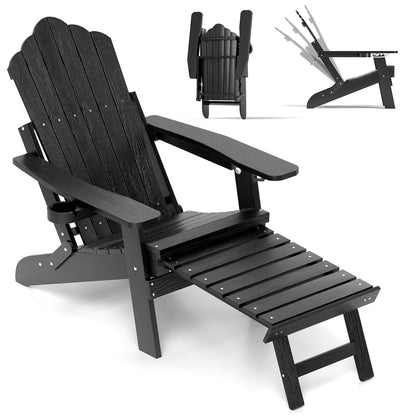 All-Weather HIPS Patio Adirondack Chair 180kg Loaded-Black