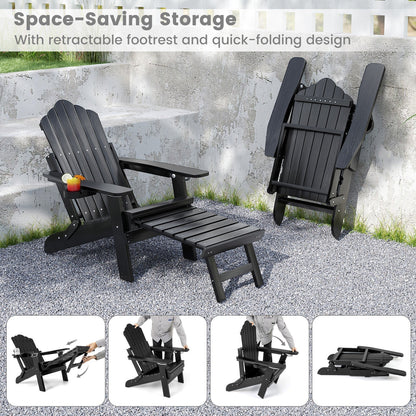 All-Weather HIPS Patio Adirondack Chair 180kg Loaded-Black