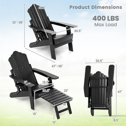 All-Weather HIPS Patio Adirondack Chair 180kg Loaded-Black