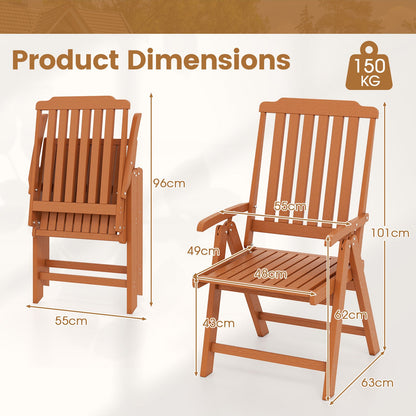 Foldable Patio Chair All-Weather HDPE Outdoor Dining Chair with Armrest-Brown