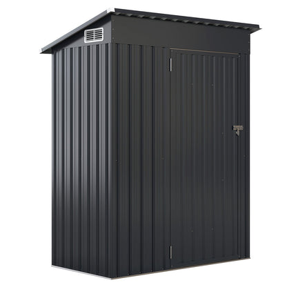 All-Weather Storage Shed with Top Sloping Design-Dark Grey