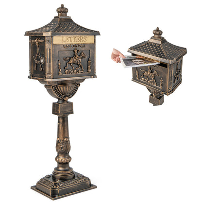 Heavy-Duty Cast Aluminium Mailbox with Baffle Door, Expansion Bolts-Bronze