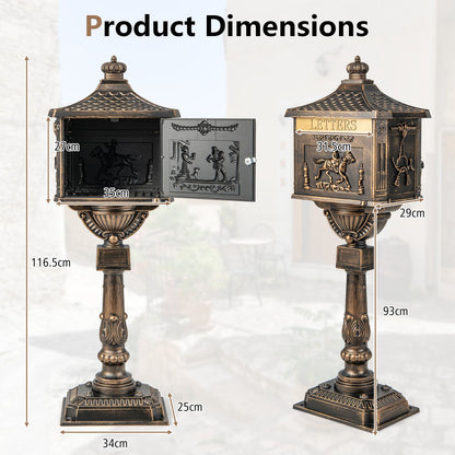 Heavy-Duty Cast Aluminium Mailbox with Baffle Door, Expansion Bolts-Bronze