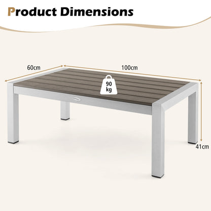 Aluminum Outdoor Coffee Table Modern Rectangular Cocktail Table-Grey