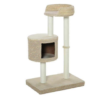 PawHut Multi-Level Cat Tree Tower Activity Center Climbing Frame Kitten House Furniture with Jute Scratching Posts Condo Perch Plush Fabric