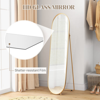 HOMCOM Three-Way Curved Full Length Mirror - Gold Tone