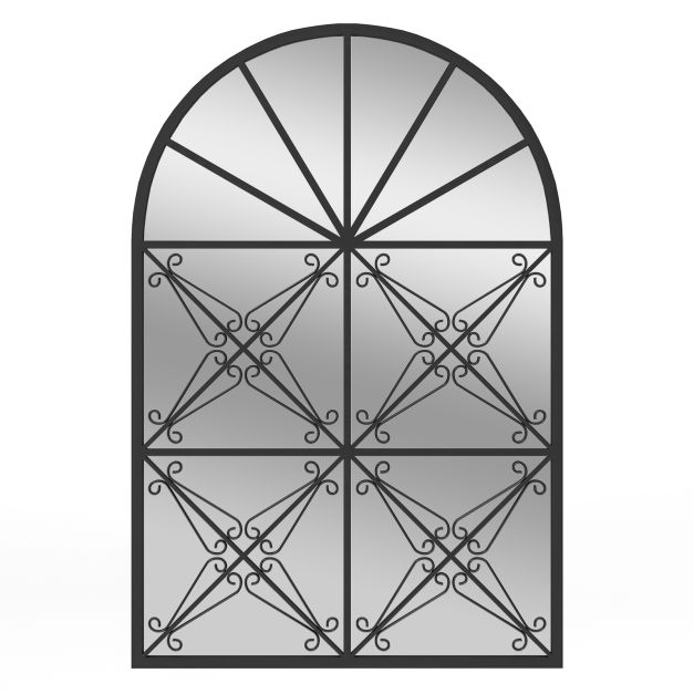 Arched Window Pane Decorative Mirror-Black