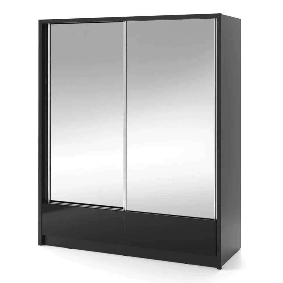 Arta II Sliding Door Wardrobe 184cm-Black