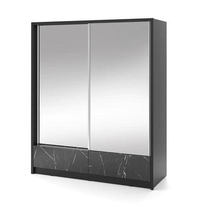 Arta II Sliding Door Wardrobe 184cm-Black