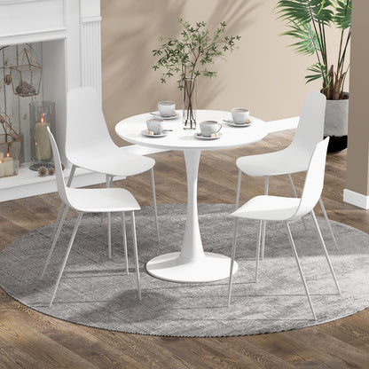 Armless Dining Chair Set of 4 Metal Leg Leisure Chair-White