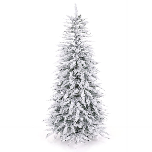 Artificial Flocked Christmas Tree with Branch Tips and Pine Cones-1.8 M
