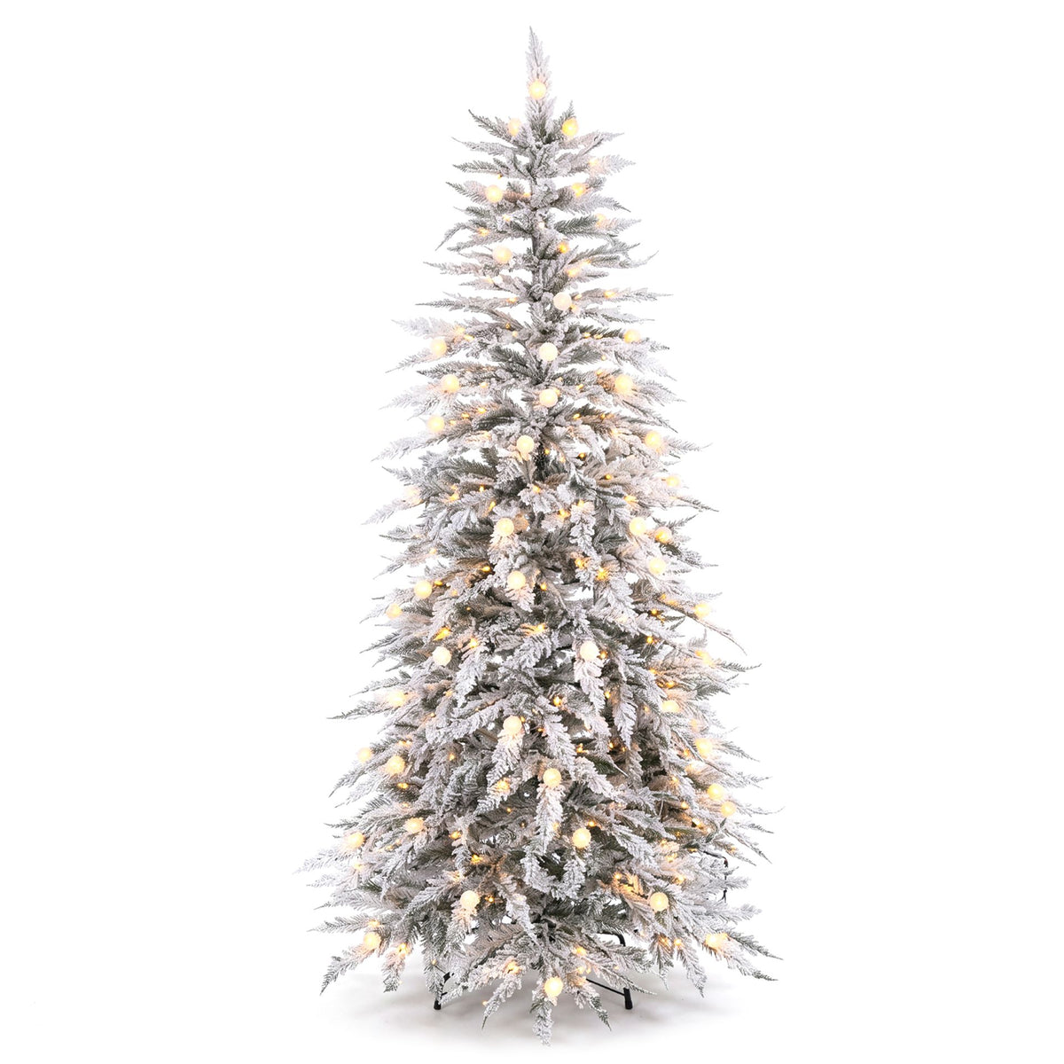 Artificial Flocked Christmas Tree with Branch Tips and Pine Cones-1.8 M