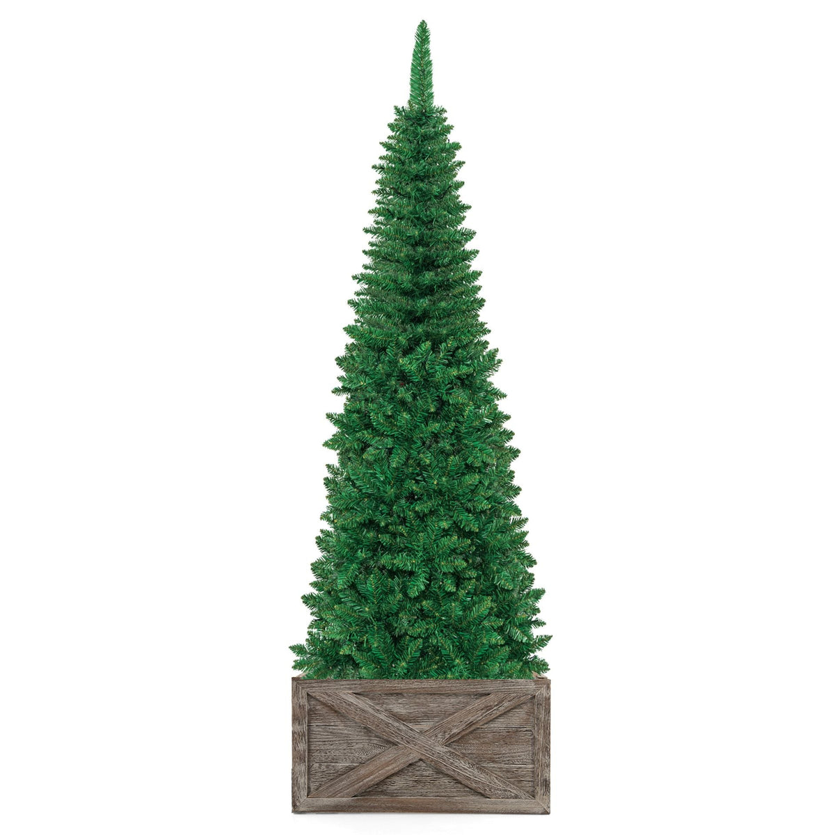 Artificial Pencil Christmas Tree with LED Lights in 3 Sizes-7.5FT