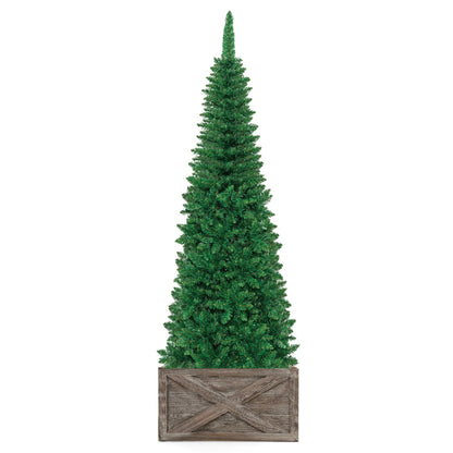 Artificial Pencil Christmas Tree with LED Lights in 3 Sizes-7.5FT