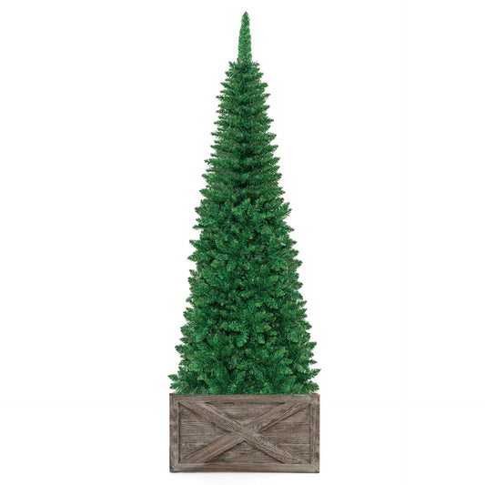 Artificial Pencil Christmas Tree with LED Lights in 3 Sizes-7.5FT